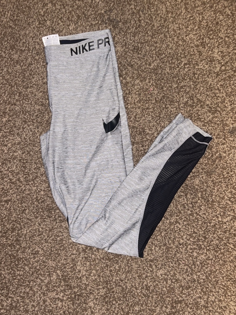 Nike Heather Gray Leggings with Black Panels